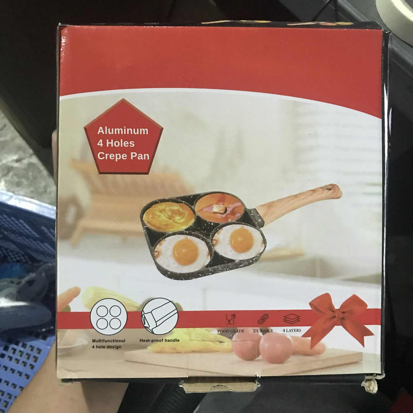 Multifunctional Aluminum Crepe Pan Heat-proof Handle