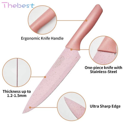 Evrywealth Corrugated Kitchen Knife Pastel Color ER-0278 (6pcs Set)