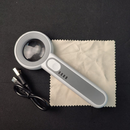 3710C 10 LED Power Indicator Hand-Held Magnifier - White