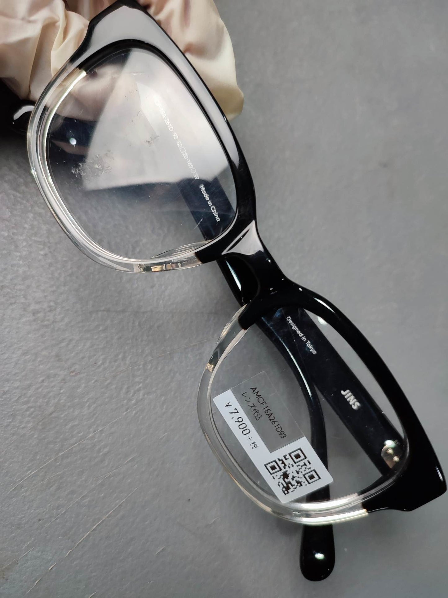 Plastic Frame JINS Black/Transparent White (AMCF15A261D93) Eyeglass