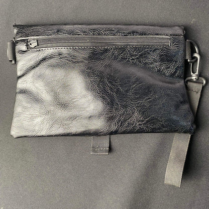 Korean Black Crossbody Chest Bag Leather
