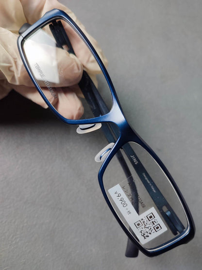 Plastic Frame Eyeglass JINS CLASSIC TEMPLE TITANIUM MATT BLUE (AMMF15S123A