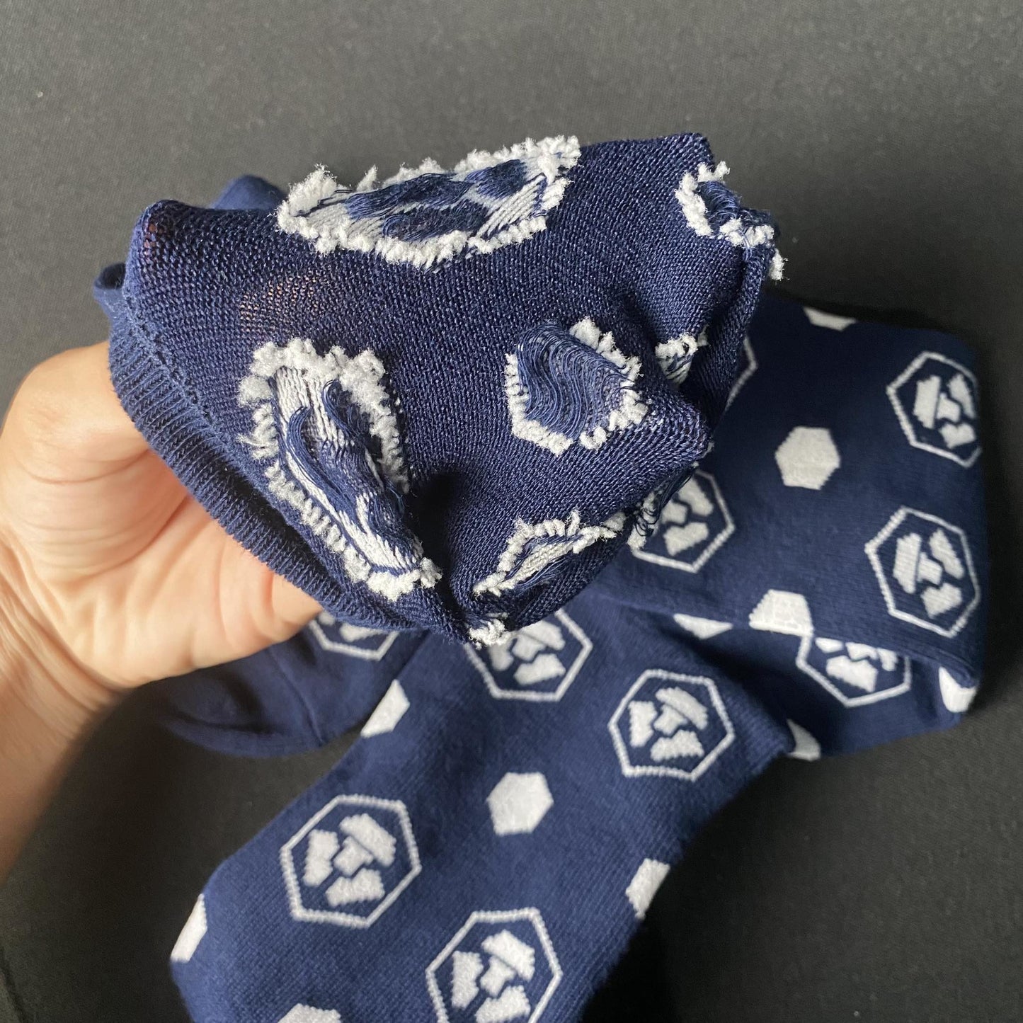 Crypto Navy Blue High Socks - Factory Pull-out