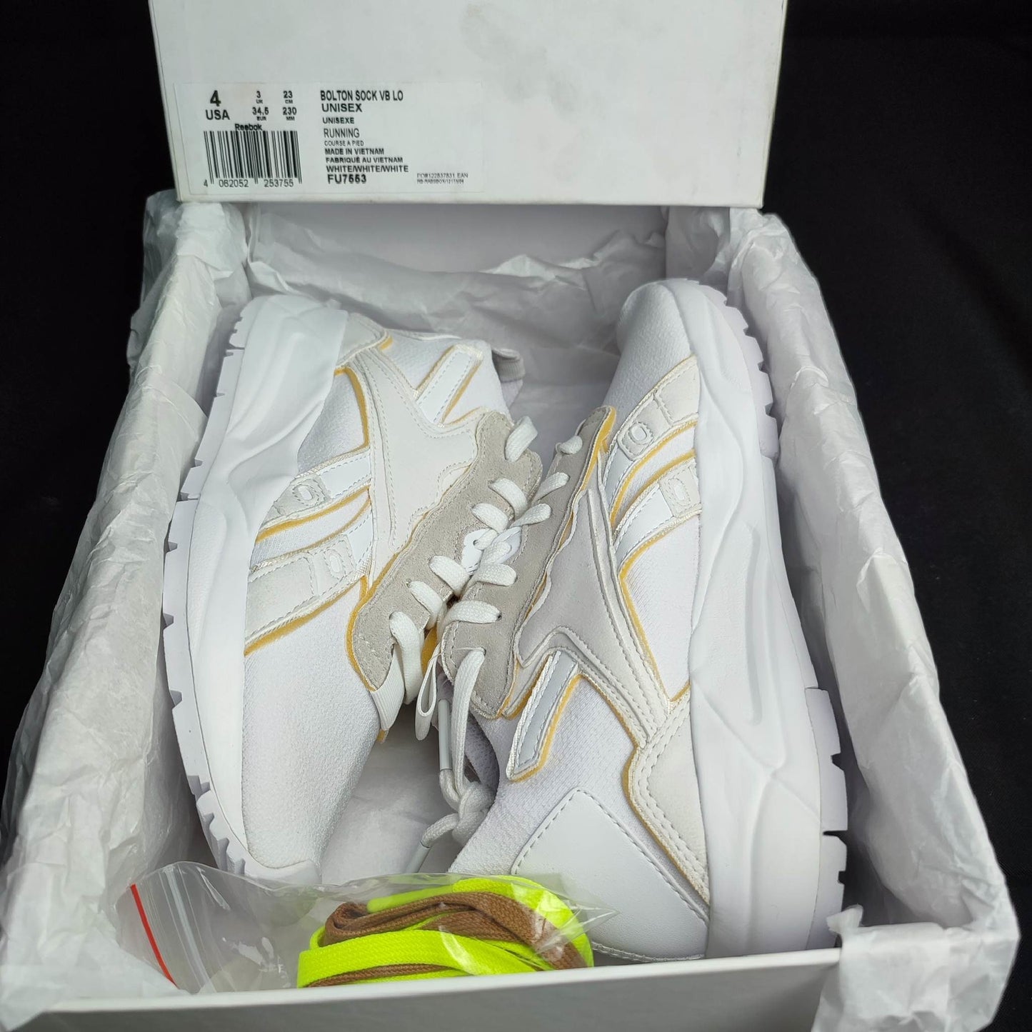 Reebok White Rubber Shoes BOLTON SOCK VB LO Unisex (FU7553) - Phase-out Model