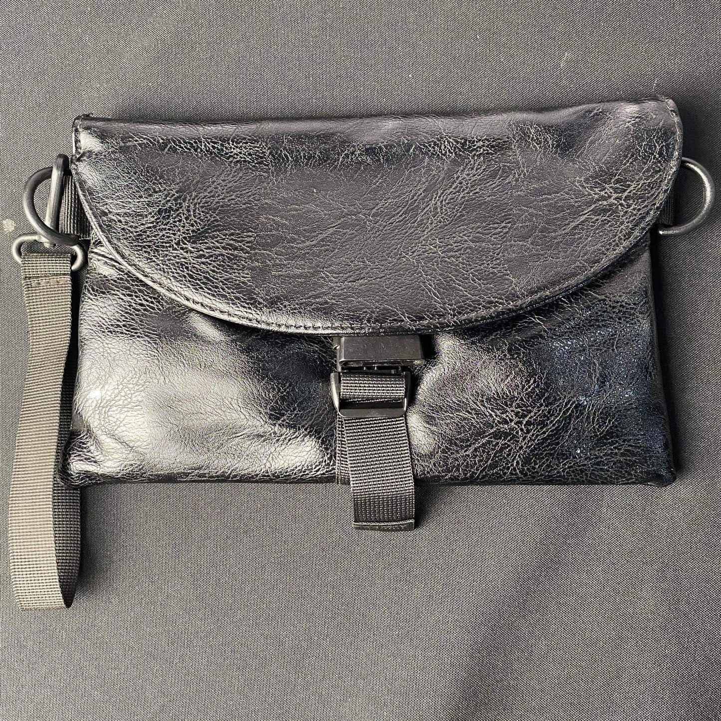 Korean Black Crossbody Chest Bag Leather