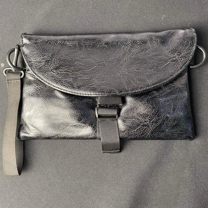 Korean Black Crossbody Chest Bag Leather