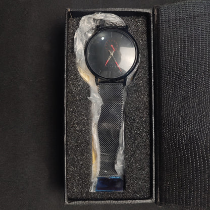 Lige Metal Mesh Watch W/Box - Black Strap
