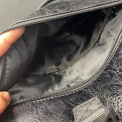 Korean Black Crossbody Chest Bag Leather