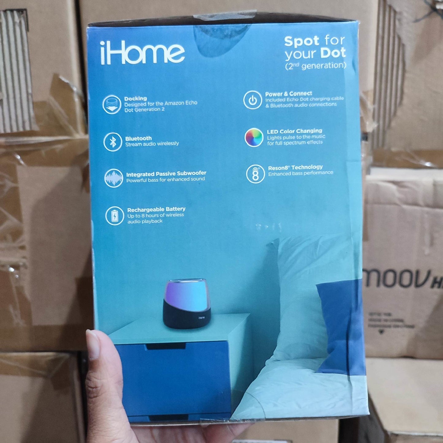 Amazon iHome iAV5 Color Changing Bluetooth Rechargeable Speaker 4 Echo Dot Alexa Accessories
