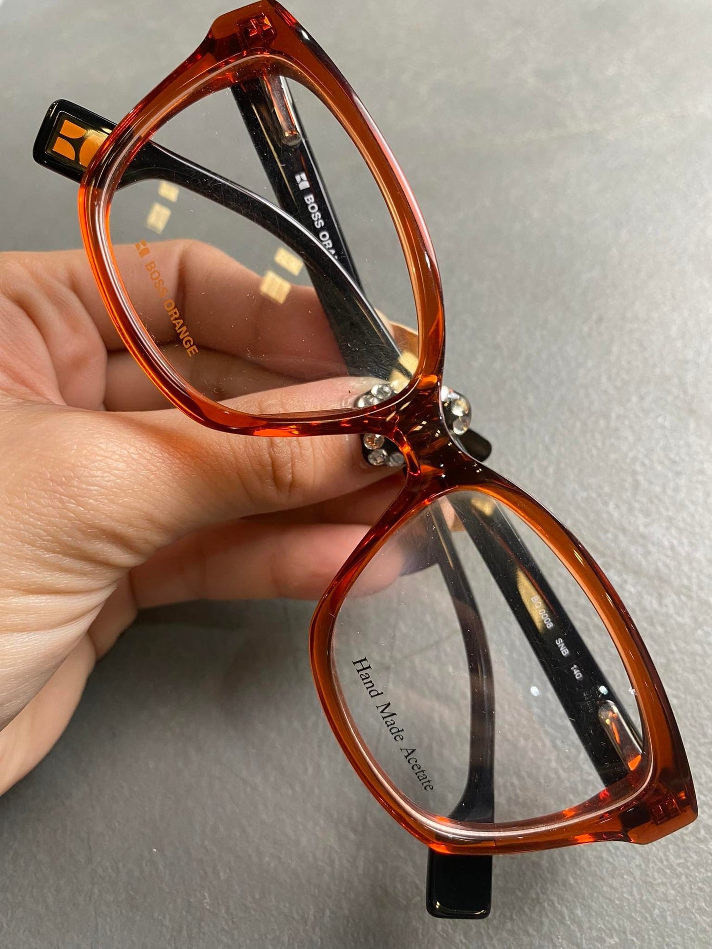 Plastic Frame BOSS ORANGE Orange/Black (B0 0008 SNB) Eyeglass