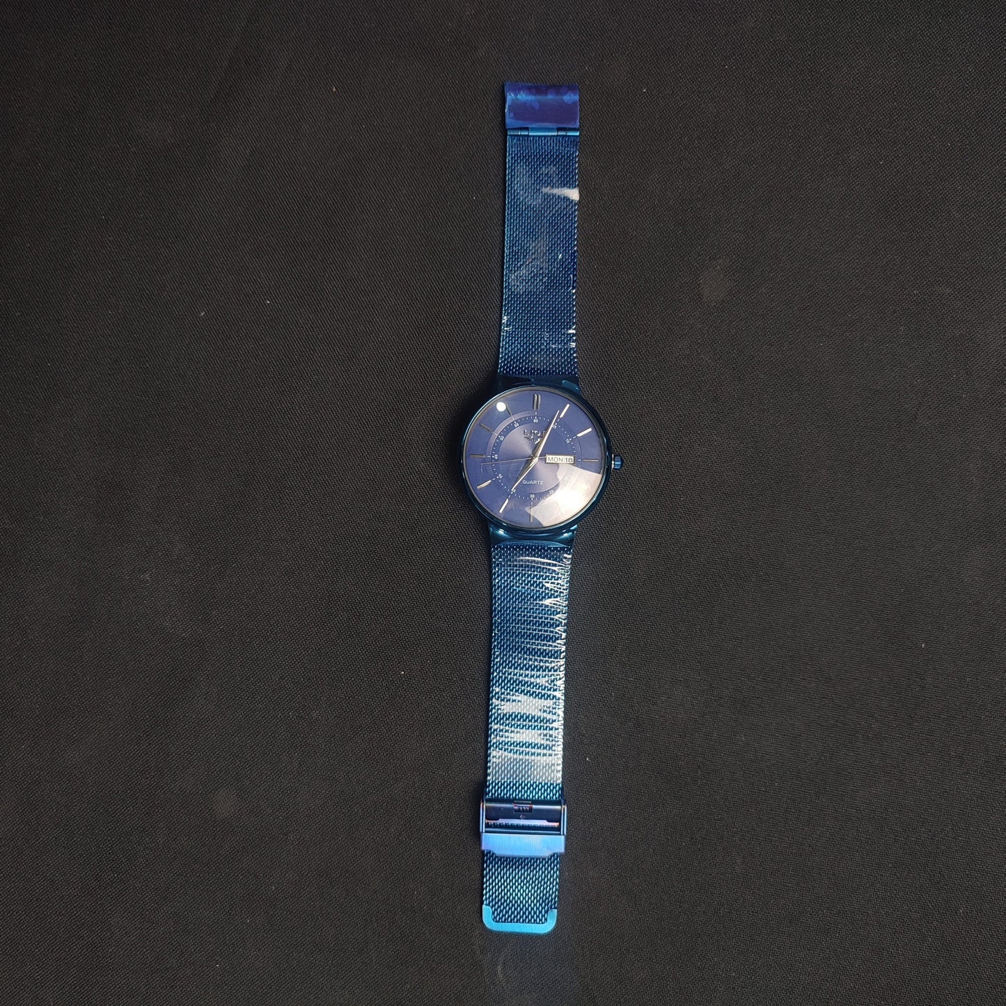 Lige Metal Mesh Watch W/Box - Blue Strap