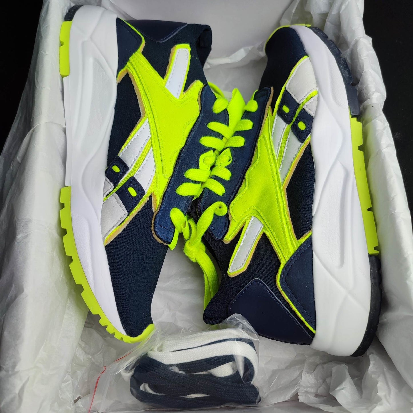 Reebok Blue/Yellow Green Rubber Shoes Bolton Sock VB LO Unisex (FU7555) - Phase-out Model