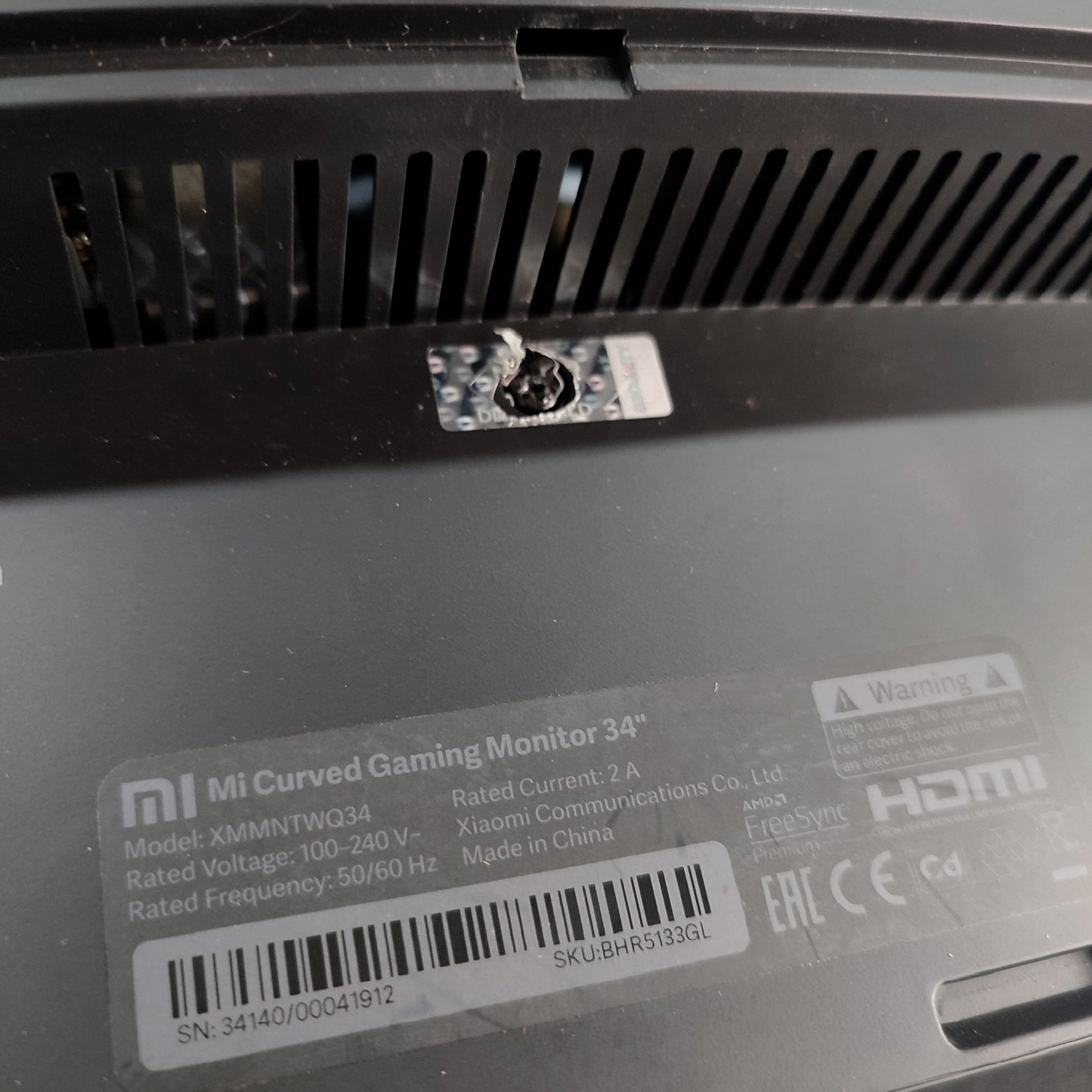 Mi Xiaomi Curved Desktop Gaming Monitor 34" (Model:XMMNTWQ34)
