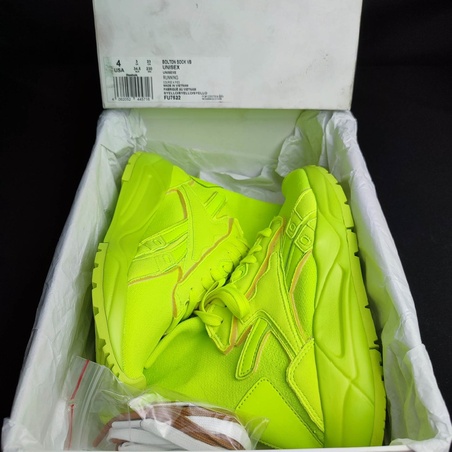 Reebok Yellow Green High Rubber Shoes BOLTON SOCK VB Unisex (FU7522) - Phase-out Model