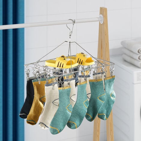 [A1-128] Stainless Steel Clothes Hanger - 40 Clips