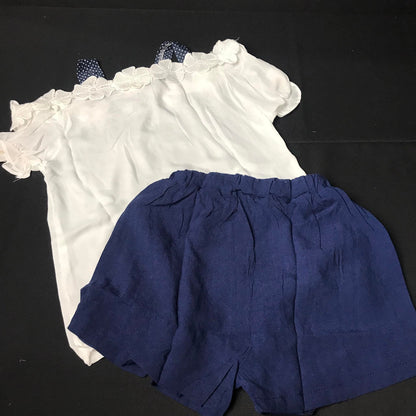 (GPV2MC)2-13T Kids Baby Girls Short Sleeve T-Shirt + Floral Star Shorts - Size: 130