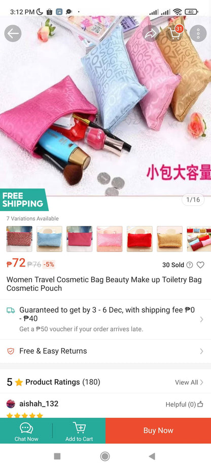 (TMZ7KG)Ew Striped Cosmetic Bag Waterproof Toiletry Bag Folding Wash Bag