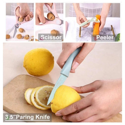 Evrywealth Corrugated Kitchen Knife Pastel Color ER-0278 (6pcs Set)