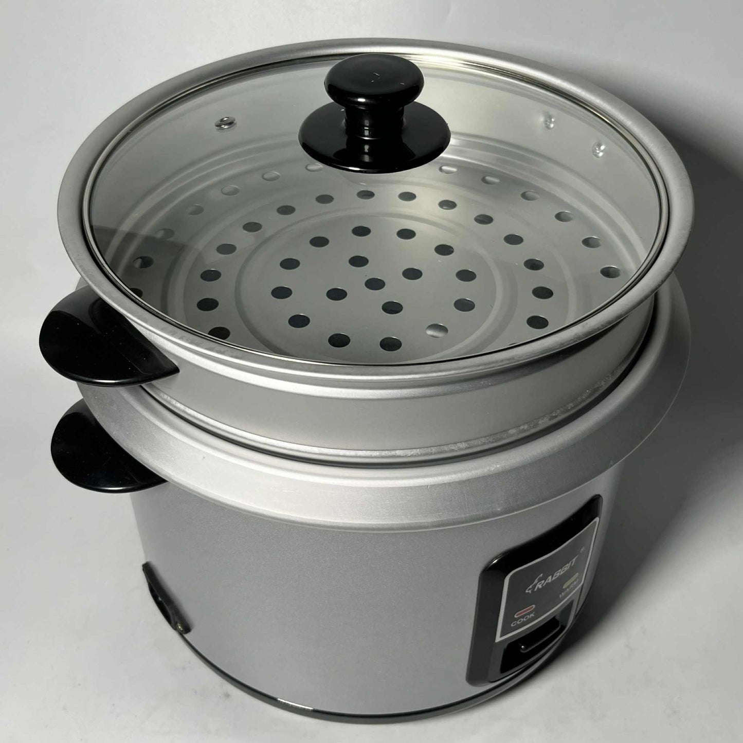 Rabbit Rice Cooker 2.5 liters Silver body Glass Lid w/ Steamer RRC 2.5L G