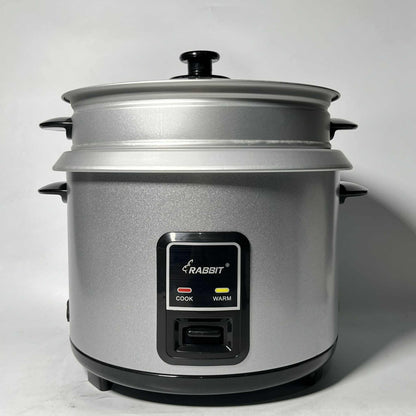 Rabbit Rice Cooker 2.5 liters Silver body Glass Lid w/ Steamer RRC 2.5L G