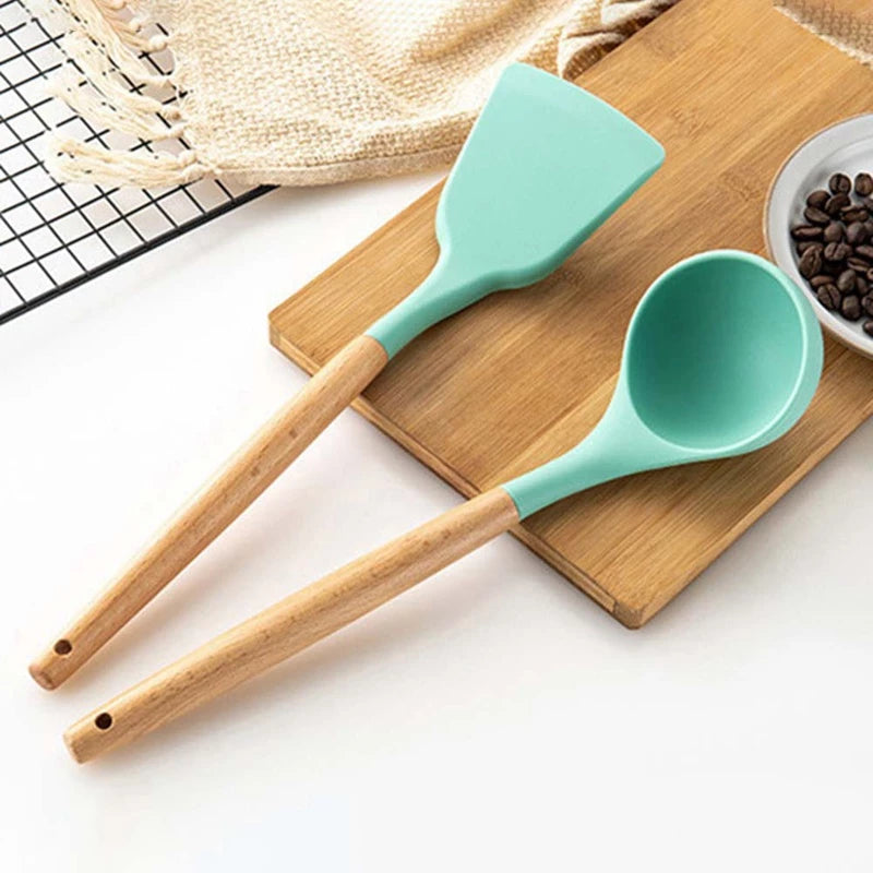 [ZH1471] Silicone Utensils Set with Platic Holder