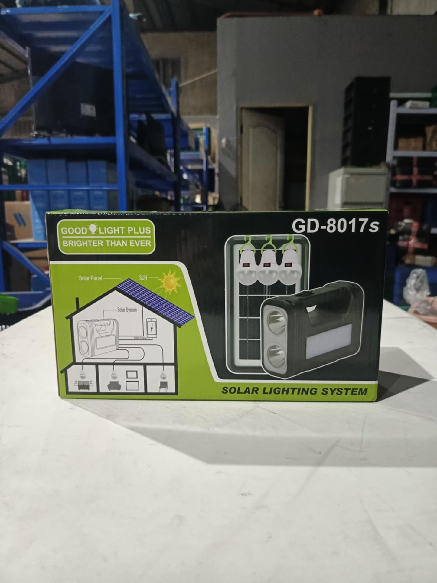 [A1-717] GD-8017s Solar Lighting System Digital Kit - 3 Bulbs Built-in Rechargeable Lithium Battery