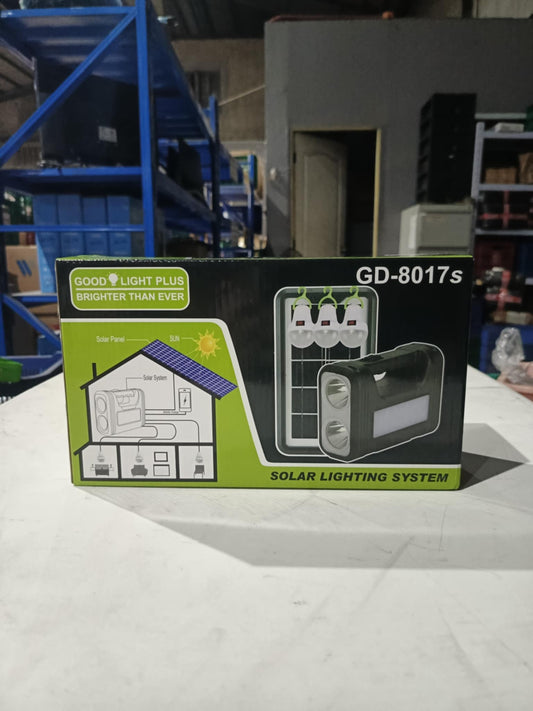[A1-717] GD-8017s Solar Lighting System Digital Kit - 3 Bulbs Built-in Rechargeable Lithium Battery
