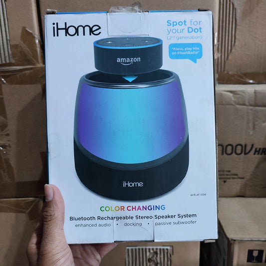 Amazon iHome iAV5 Color Changing Bluetooth Rechargeable Speaker 4 Echo Dot Alexa Accessories