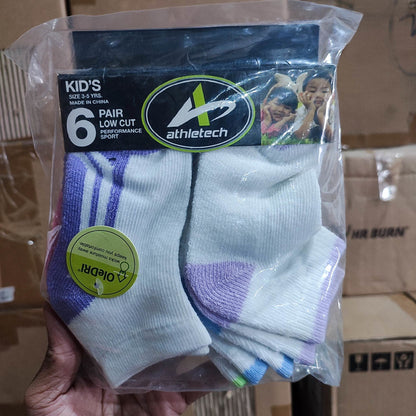 Athletech Kids Socks 2 Color Size: 3-5 Yrs Old Low Cut 6pairs (06EXC0016) - International Mall Pull-out