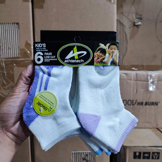 Athletech Kids Socks 2 Color Size: 3-5 Yrs Old Low Cut 6pairs (06EXC0016) - International Mall Pull-out