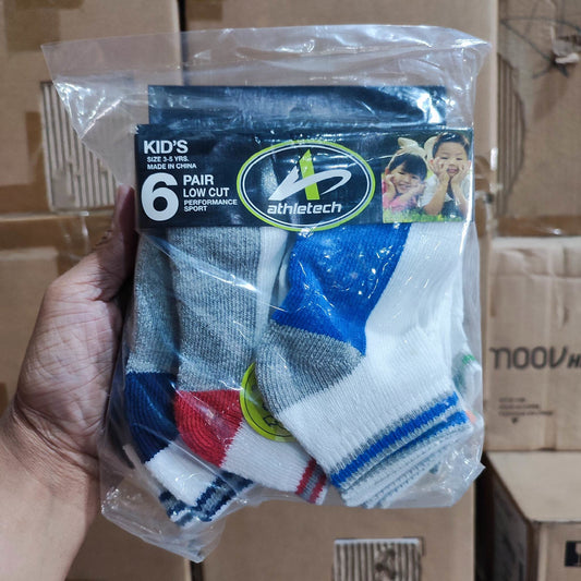 Athletech Kids Socks Mix Color Size: 3-5 Yrs Old Low Cut 6pairs (LWJSO00029) - International Mall Pull-out