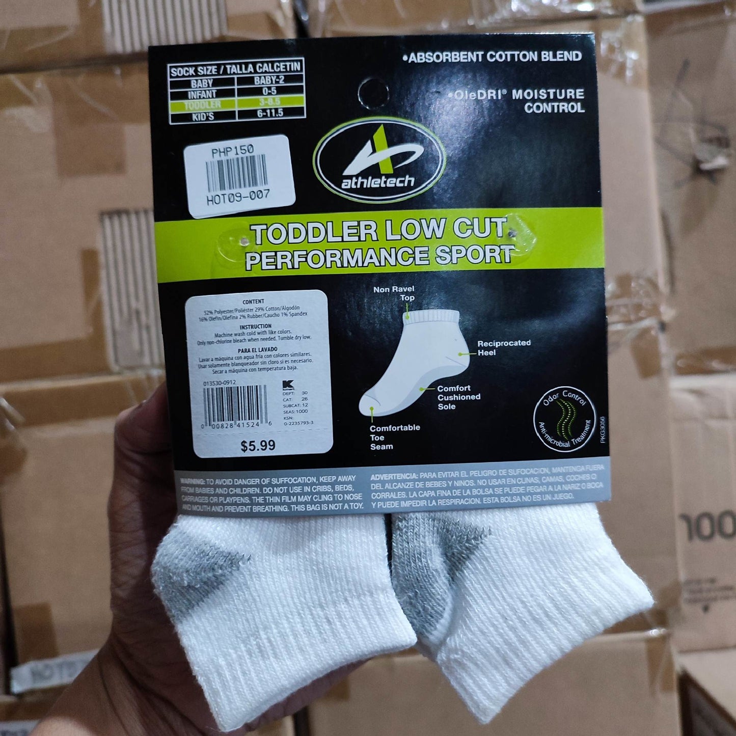 Athletech Toddler Socks Size: 2-3 Yrs Old 6pairs - International Mall Pull-out