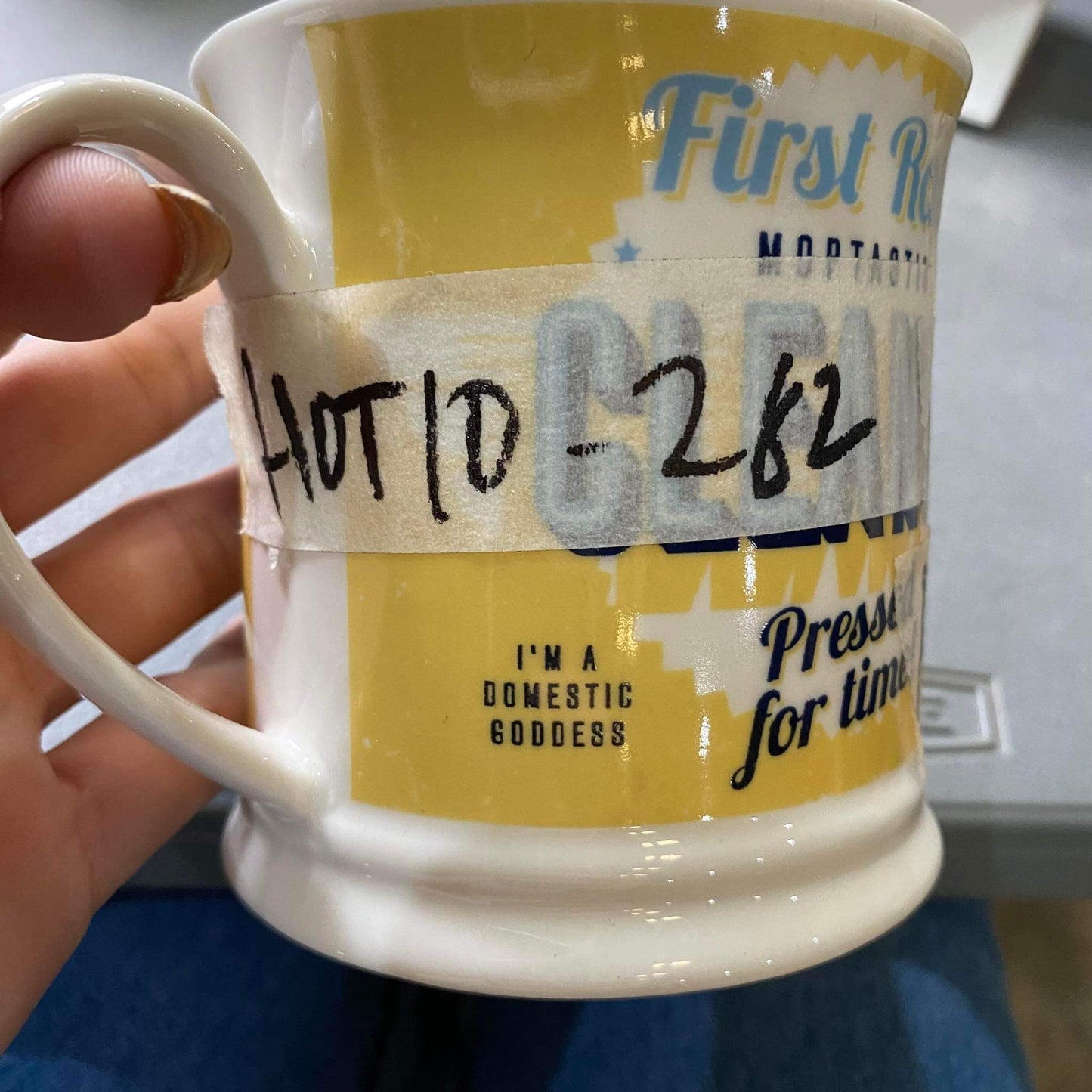 Glass Mug - White & Yellow