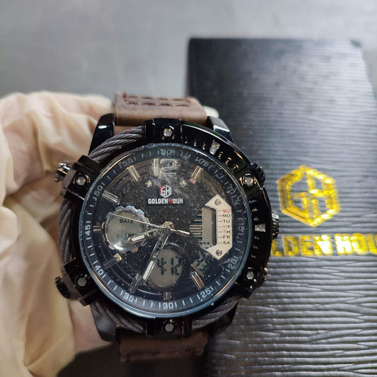 Golden Hour 120 Military Watch 30m Water Resistant Dual Time Mens Watch