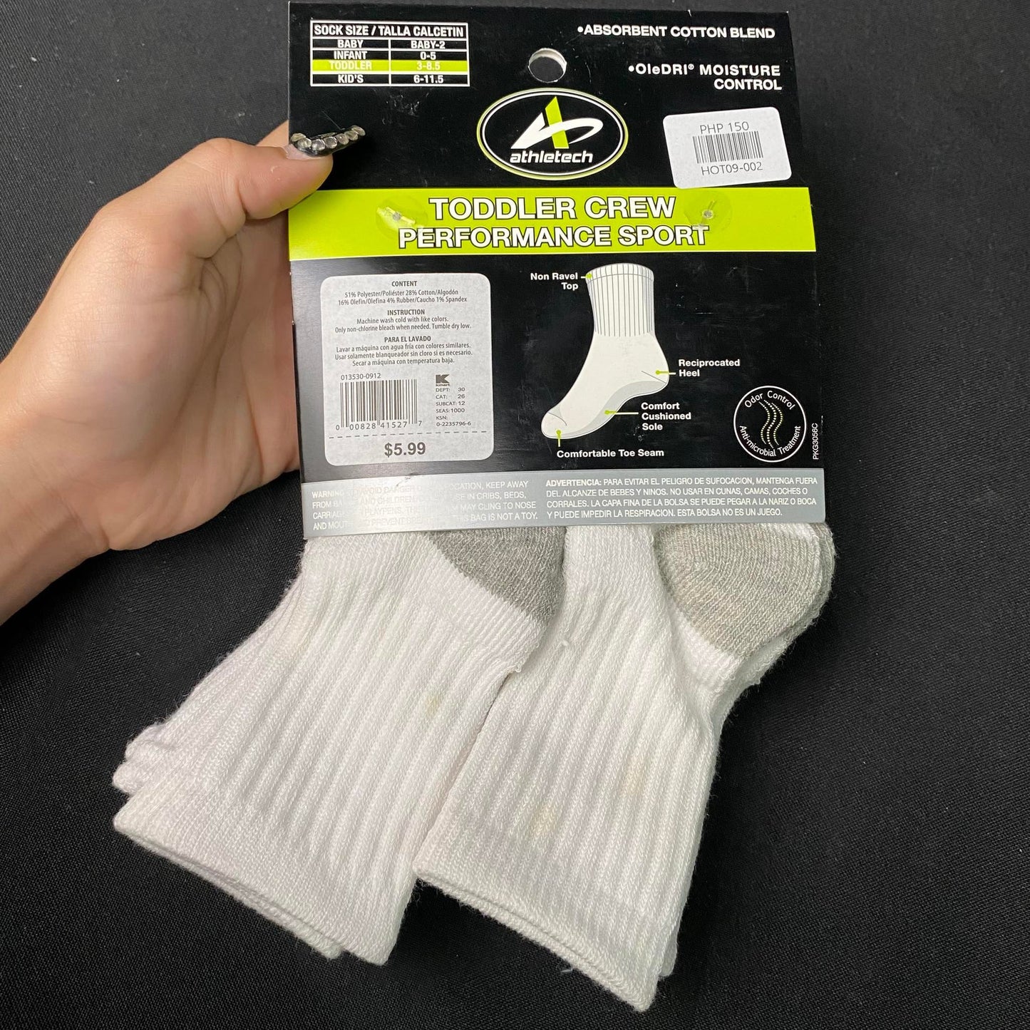 Athletech Toddler Socks Size: 2-3 Years Old 6 Pairs (53T00006-6) - International Mall Pull-out