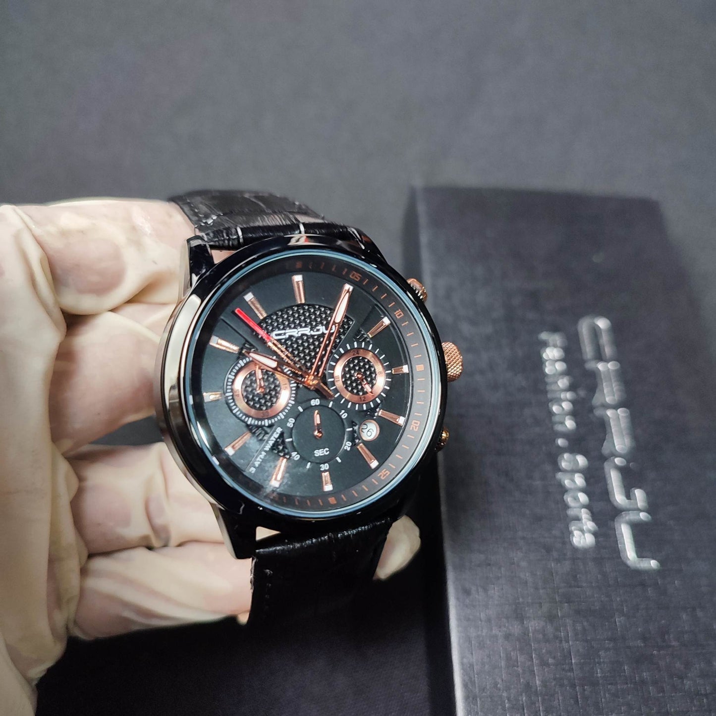 Men 's Watches 30M Waterproof CRRJU Sport Military Army Chronograph Qu