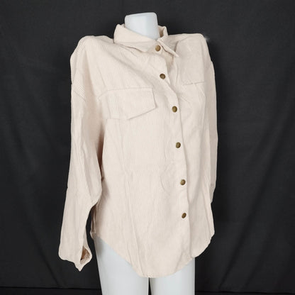 (8TMBGB)2 Colors Long Sleeve Shirt Autumn New Loose Corduroy Shirt