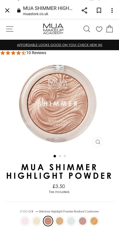MUA Make Up Academy Shimmer Highlights Powder - International Mall Pull-out