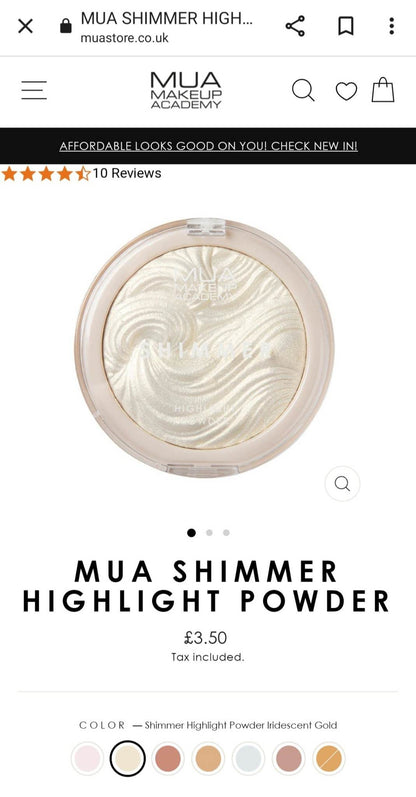 MUA Make Up Academy Shimmer Highlights Powder - International Mall Pull-out