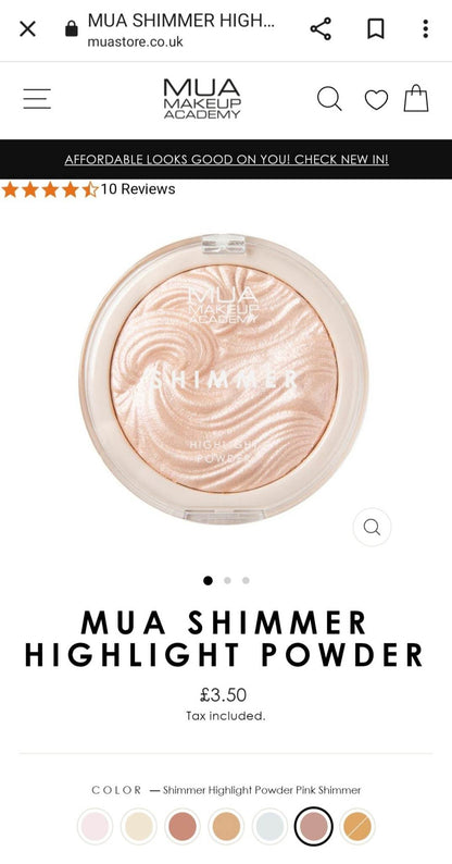 MUA Make Up Academy Shimmer Highlights Powder - International Mall Pull-out