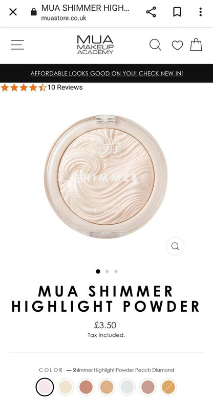 MUA Make Up Academy Shimmer Highlights Powder - International Mall Pull-out