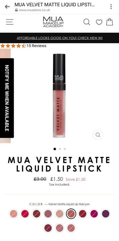 MUA Make Up Academy Velvet Matte Liquid Lip -International Mall Pull-out