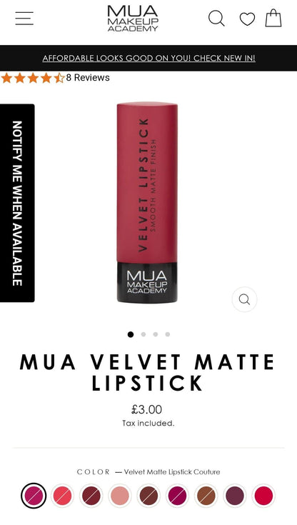 MUA Makeup Academy Matte Lipstick - International Mall Pull-out