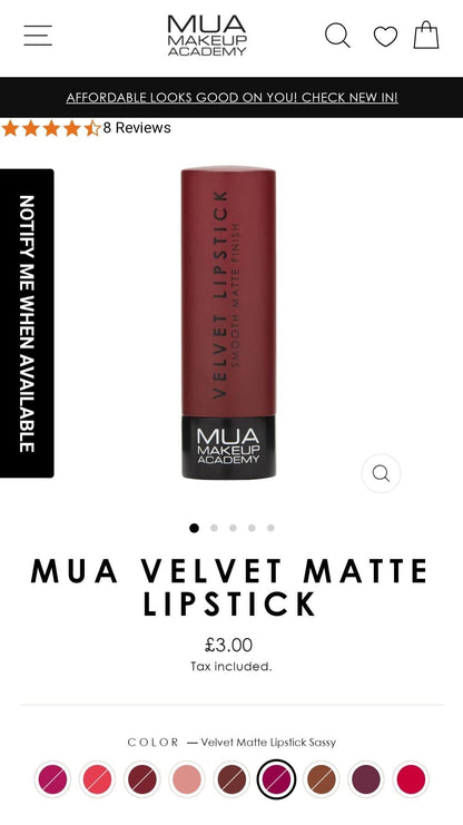 MUA Makeup Academy Matte Lipstick - International Mall Pull-out