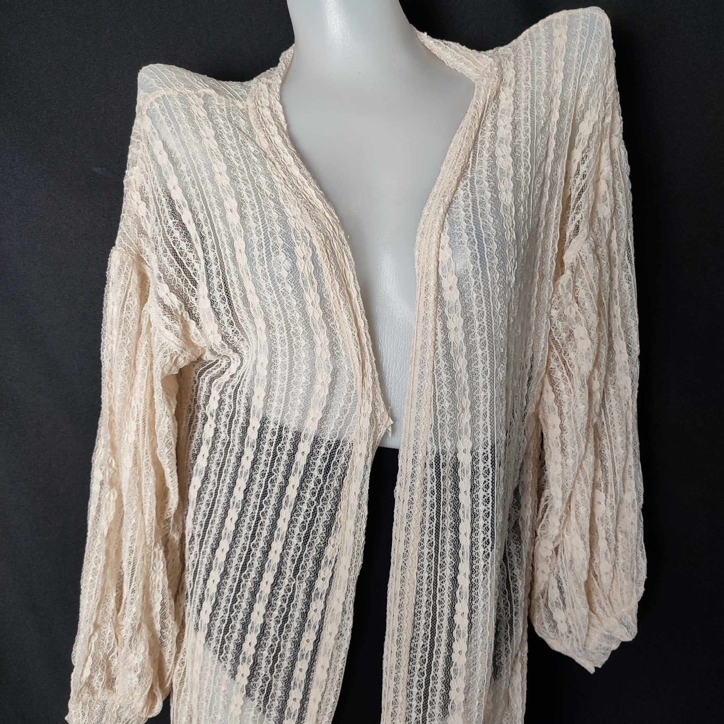 (7K78Z2)?Cod??Women Cardigans Summer Beach Long Sleeve Sheer Lace Sunscreen Bl - Yellowish