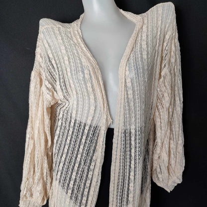 (7K78Z2)?Cod??Women Cardigans Summer Beach Long Sleeve Sheer Lace Sunscreen Bl - Yellowish