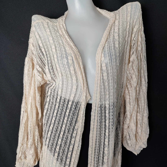 (7K78Z2)?Cod??Women Cardigans Summer Beach Long Sleeve Sheer Lace Sunscreen Bl - Yellowish