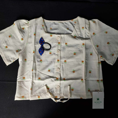 (Y4LEM)Women 's Short Sleeve Floral Shirt - Size: 160cm