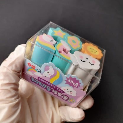 6 Pcs Pencil Sky Eraser Cartoon Models