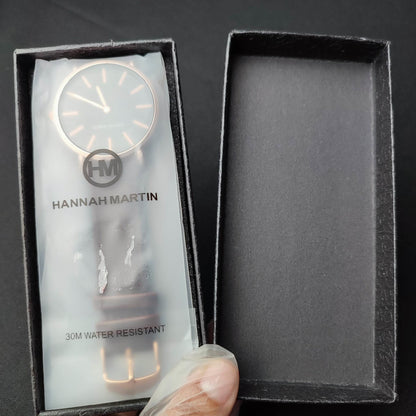 Hannah Martin Leather Watch W/Box - Brown Strap